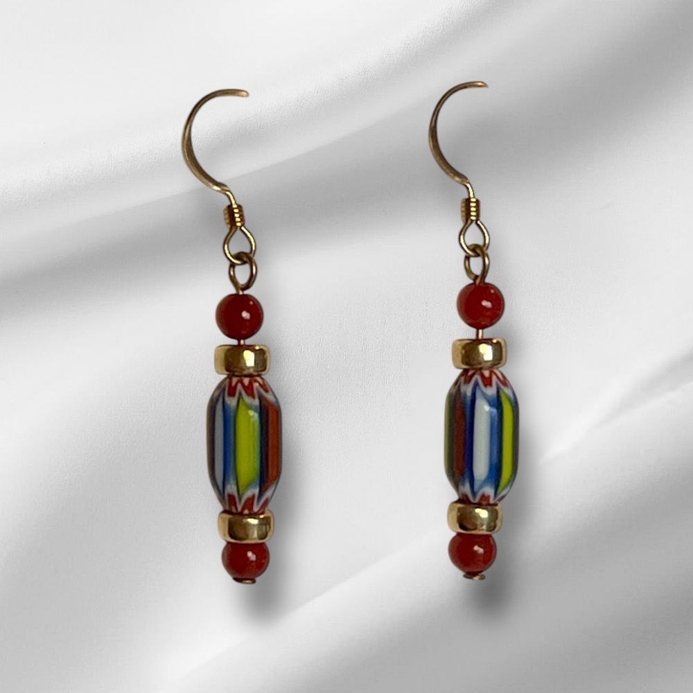 Candy Stripe Handmade Multicolor Beaded Earrings